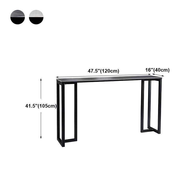 Table à manger du bar à barre rectangulaire contemporain avec base de barreau noir