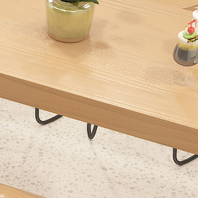 Contemporary Rectangle Bar Dining Table Indoor Wood Bar Table in Light Brown