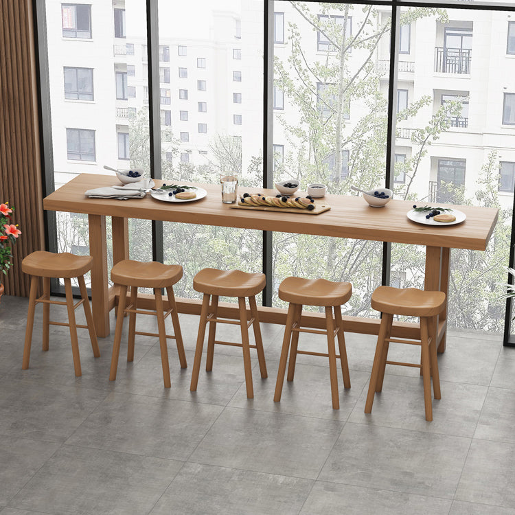 Contemporary Rectangle Bar Dining Table Indoor Wood Bar Table in Light Brown