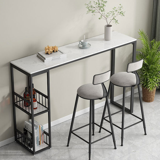 Table à manger à barres de bar à barre moderne avec étagères en noir