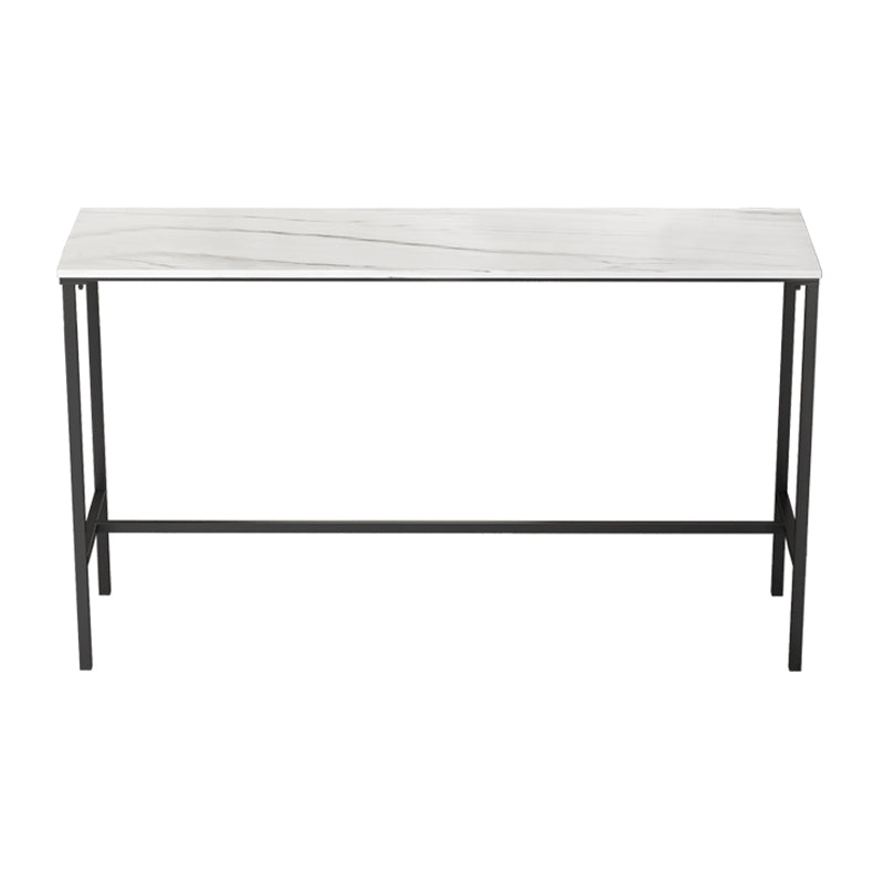 Indoor Marble Trestle Cocktail Bar Table Modern White Footrest Pub Height Dining Table
