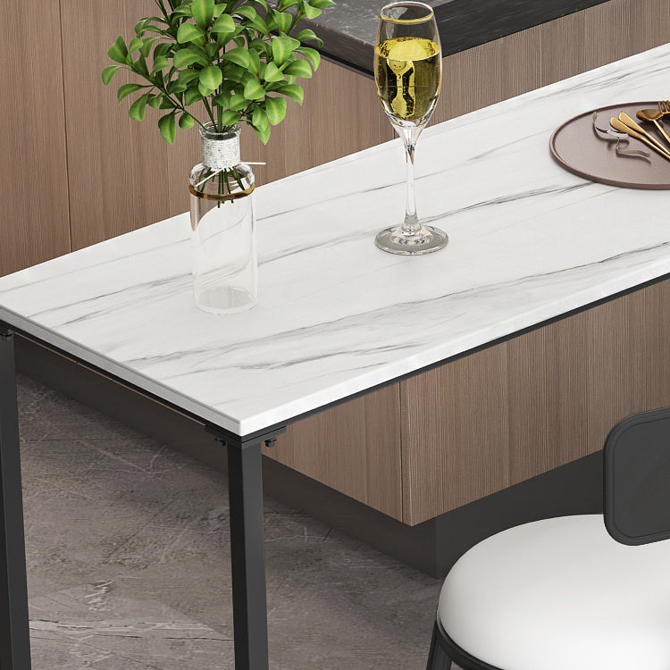 Indoor Marble Trestle Cocktail Bar Table Modern White Footrest Pub Height Dining Table