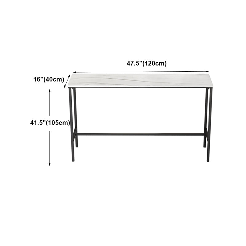Indoor Marble Trestle Cocktail Bar Table Modern White Footrest Pub Height Dining Table