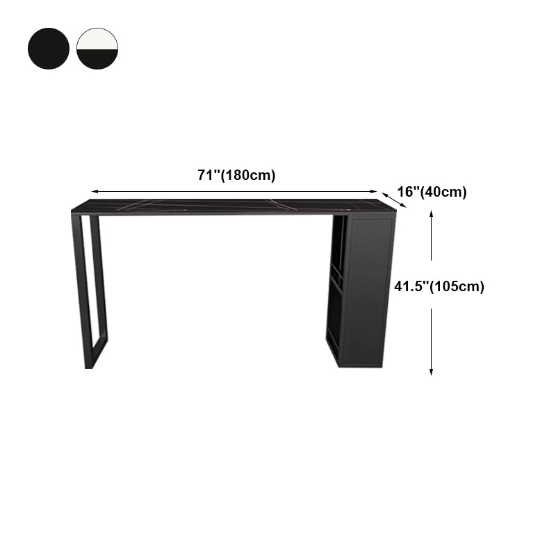 Mesa de altura de la altura de la barra de cocina Mesa de pub rectangular moderno con almacenamiento de vino