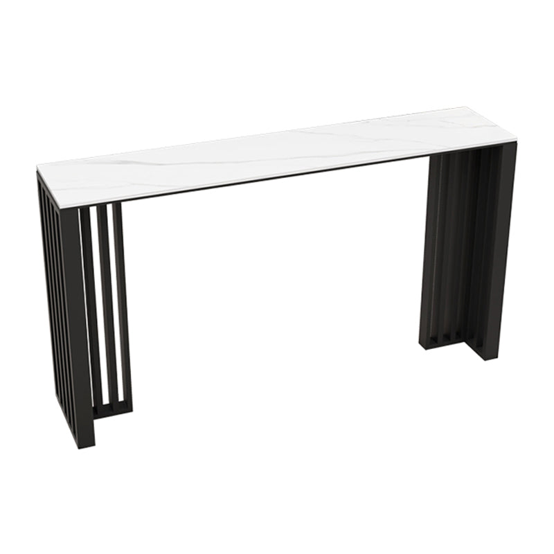 Rectangle Living Room Patio Bar Table Double pedestal White Marble Counter Table