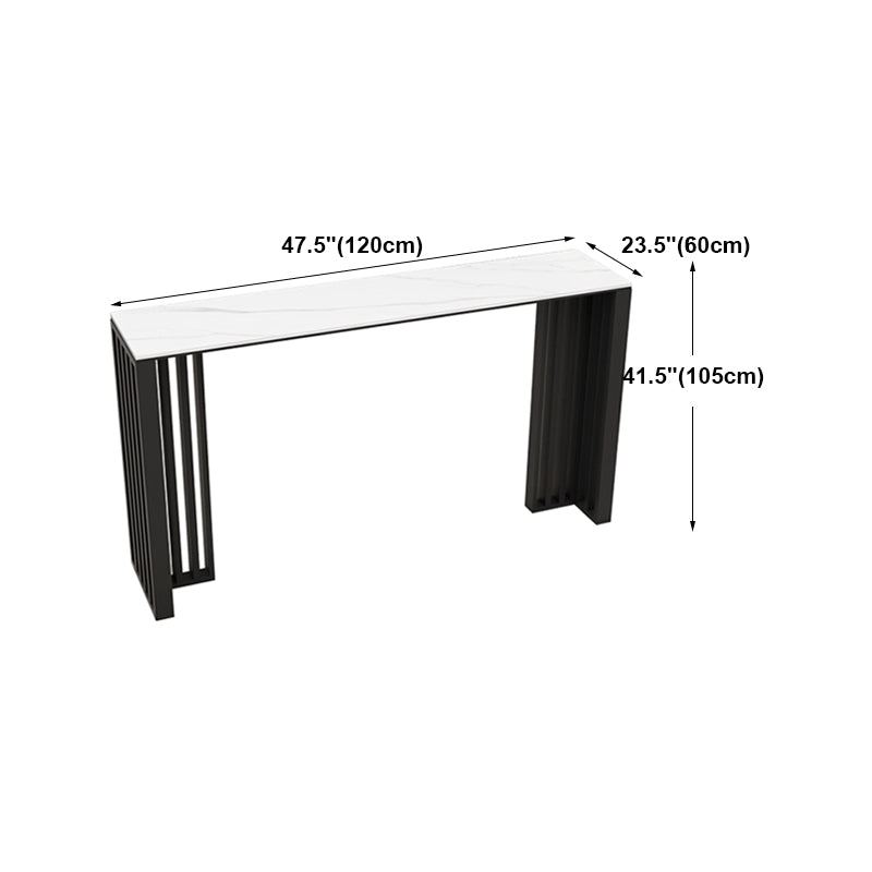 Rectangle Living Room Patio Bar Table Double pedestal White Marble Counter Table