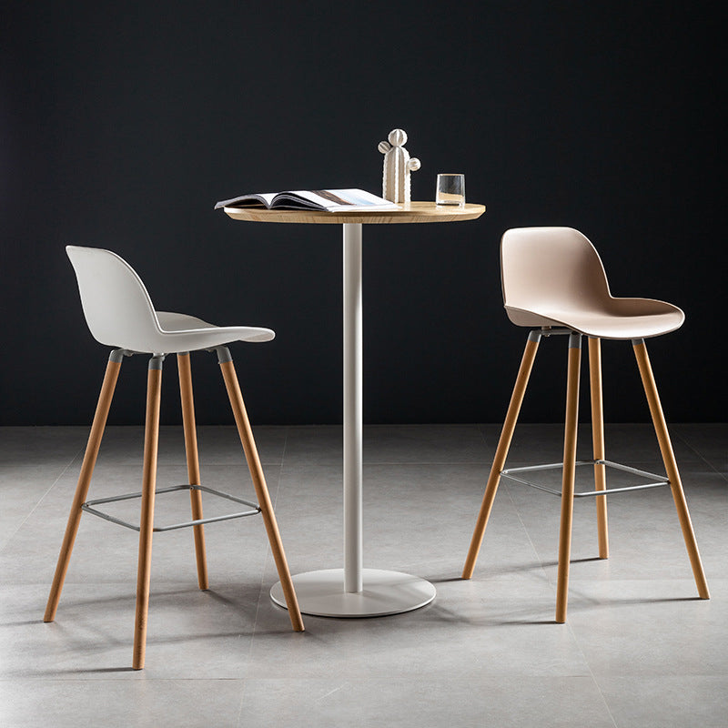 Modern Round Bar Dining Table Indoor Wood Top Bar Height Table Metal Base 42-Inch Top