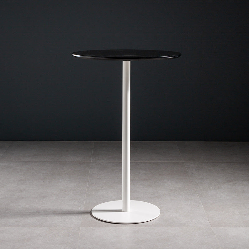Modern Round Bar Dining Table Indoor Wood Top Bar Height Table Metal Base 42-Inch Top