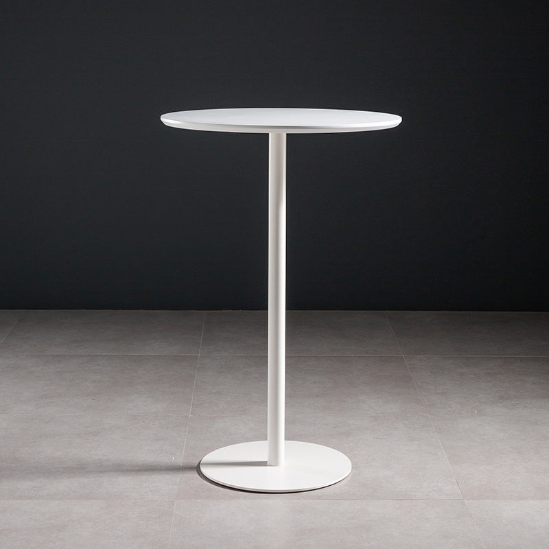 Modern Round Bar Dining Table Indoor Wood Top Bar Height Table Metal Base 42-Inch Top