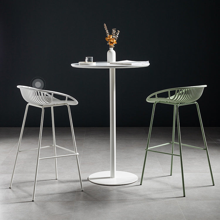 Modern Round Bar Dining Table Indoor Wood Top Bar Height Table Metal Base 42-Inch Top