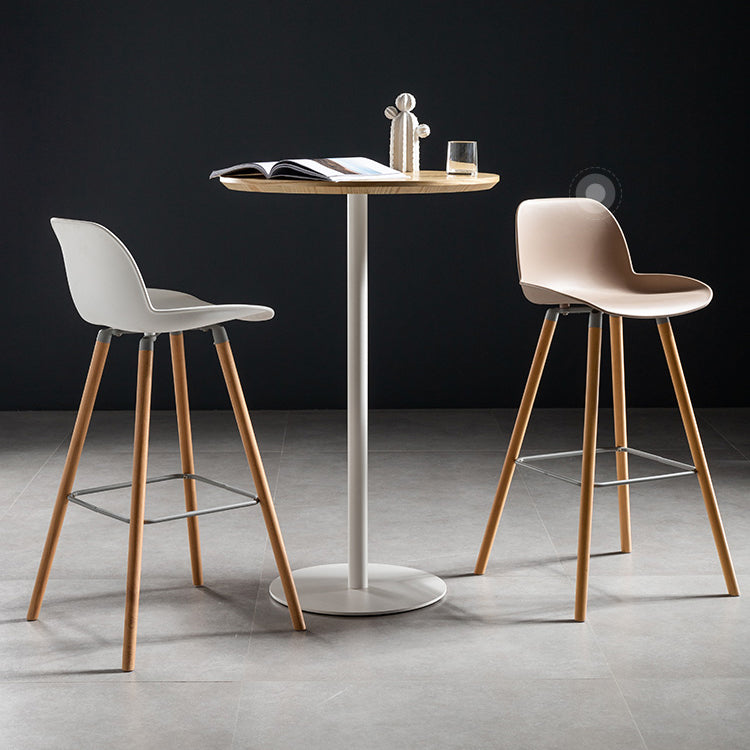 Modern Round Bar Dining Table Indoor Wood Top Bar Height Table Metal Base 42-Inch Top