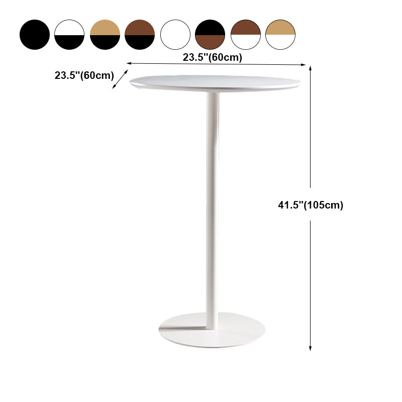 Modern Round Bar Dining Table Indoor Wood Top Bar Height Table Metal Base 42-Inch Top