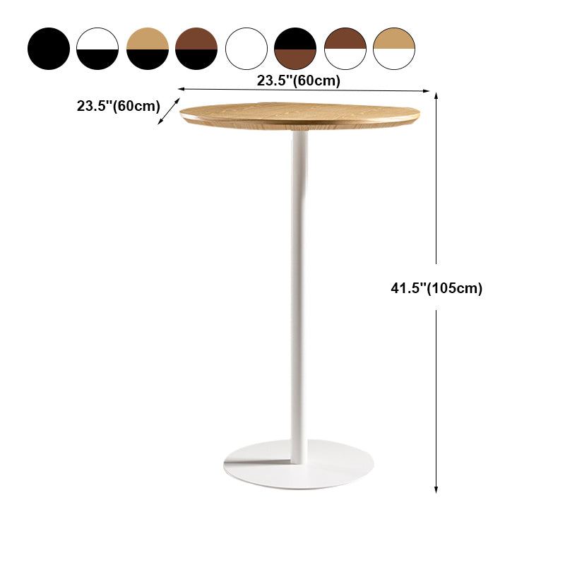 Modern Round Bar Dining Table Indoor Wood Top Bar Height Table Metal Base 42-Inch Top