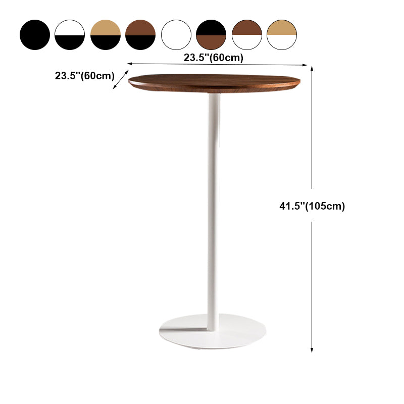 Modern Round Bar Dining Table Indoor Wood Top Bar Height Table Metal Base 42-Inch Top