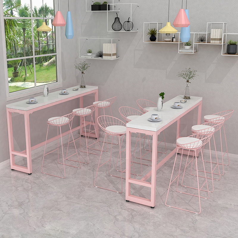 Moderne rosa Rechteck Gegenhöhe Pub Tisch Café Hode Footreest Pub Bar Table