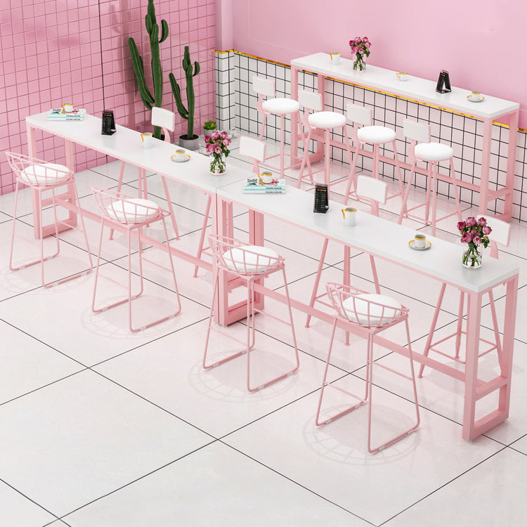 Moderne rosa Rechteck Gegenhöhe Pub Tisch Café Hode Footreest Pub Bar Table