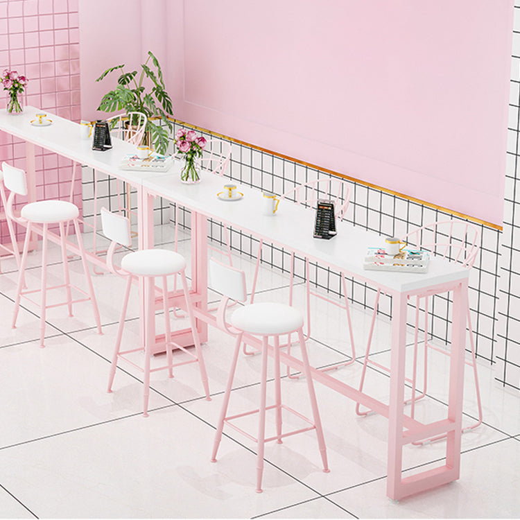 Moderne rosa Rechteck Gegenhöhe Pub Tisch Café Hode Footreest Pub Bar Table