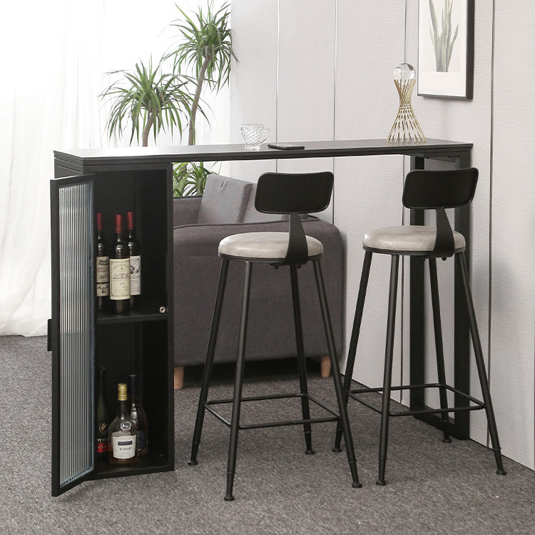 Bar Height Pub Table Modern Marble Rectangle Storage Indoor Counter Wine Table
