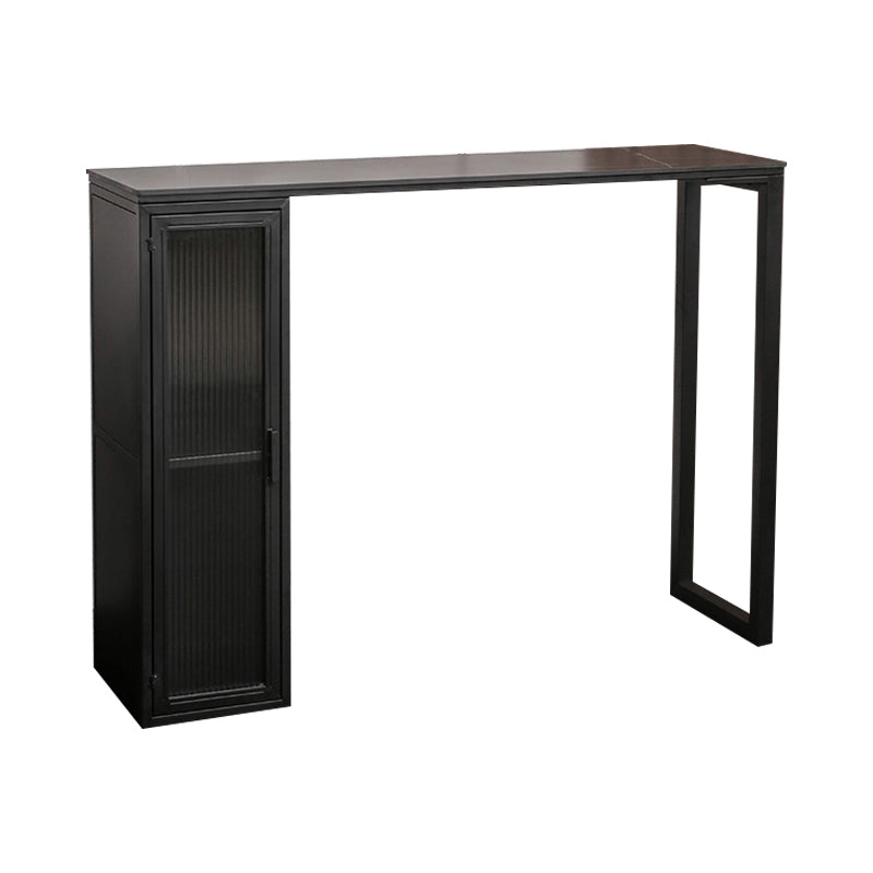 Bar Height Pub Table Modern Marble Rectangle Storage Indoor Counter Wine Table