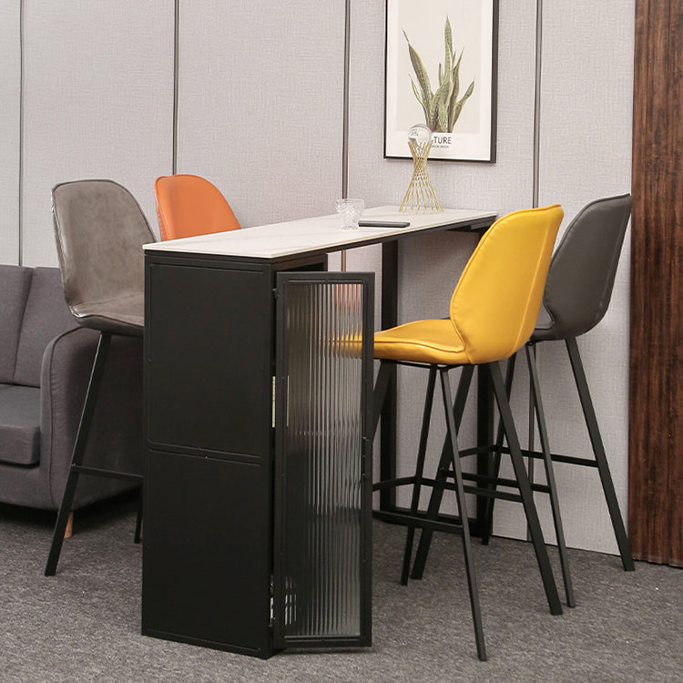 Bar Height Pub Table Modern Marble Rectangle Storage Indoor Counter Wine Table