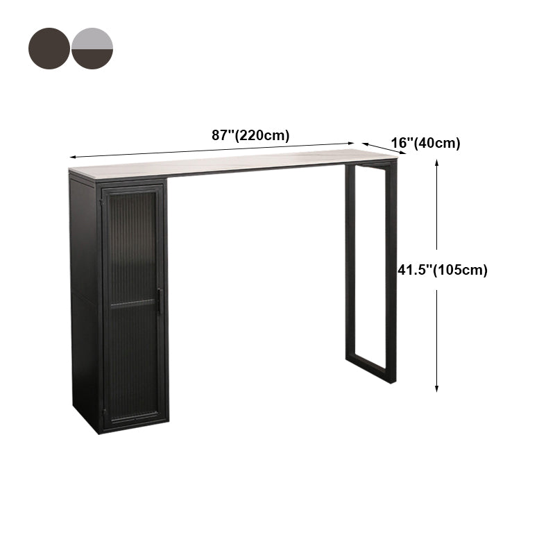 Bar Height Pub Table Modern Marble Rectangle Storage Indoor Counter Wine Table