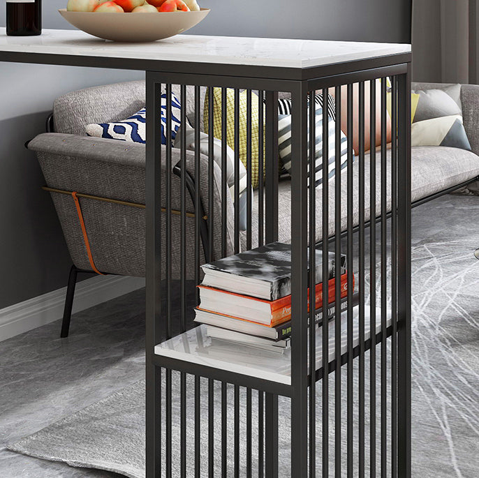 Rectangle Living Room Pub Height Dining Table Marble Bistro Table with Storage