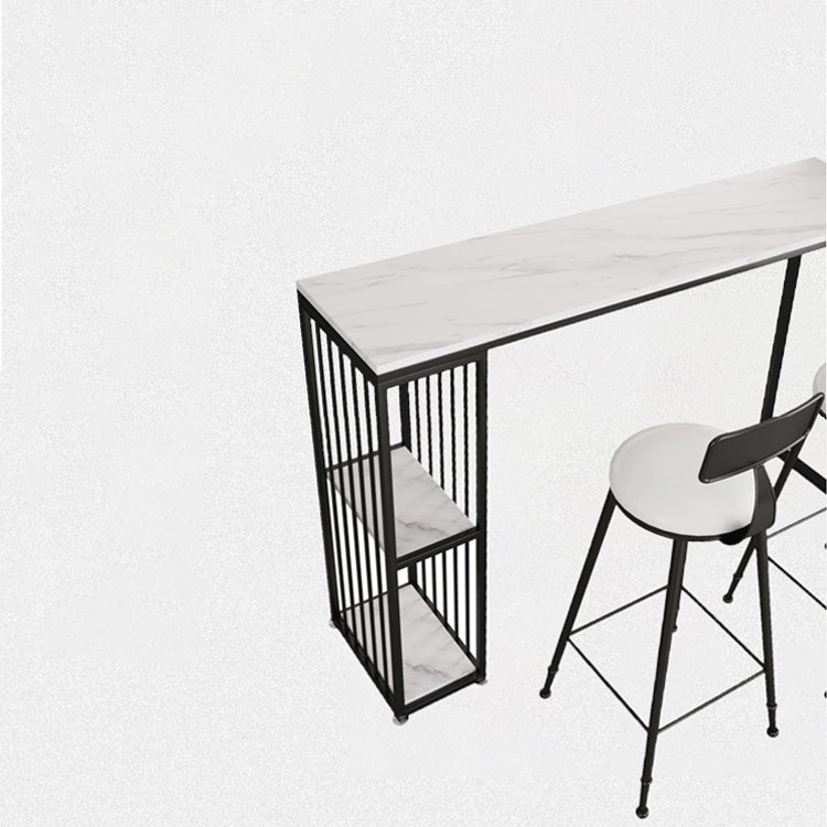 White Marble Kitchen Counter-height Pub Table Rectangle Bar Dining Table