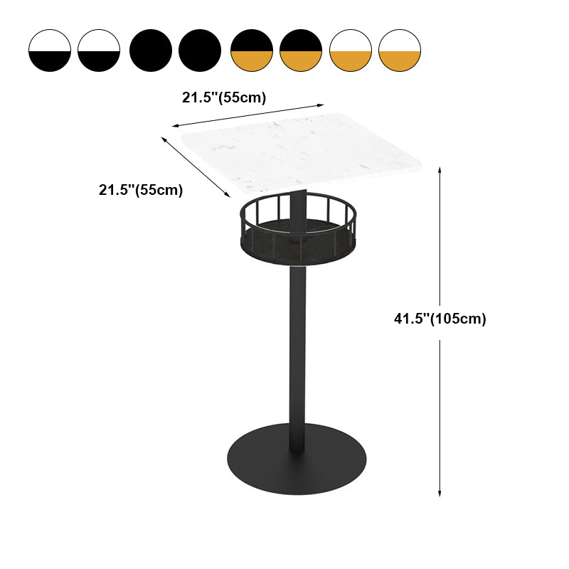 Contemporary Bar Dining Table Indoor Pedestal Marble Top Bar Height Table 42-Inch Top