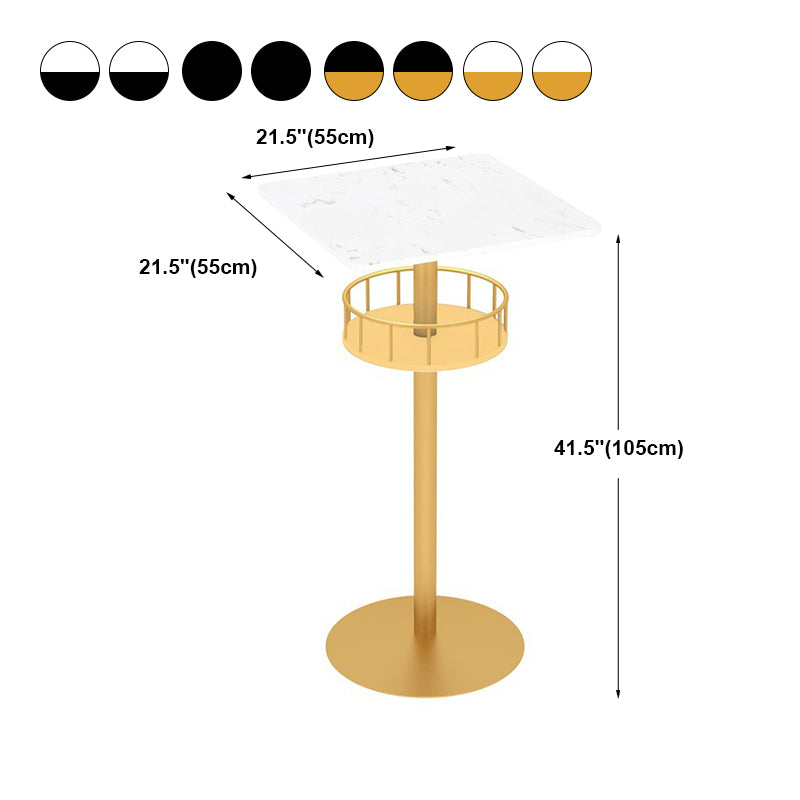 Contemporary Bar Dining Table Indoor Pedestal Marble Top Bar Height Table 42-Inch Top