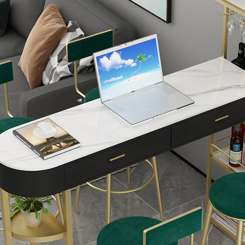 Contemporary Indoor Marble Cocktail Bar Table Storage Sled Bistro Bar Table