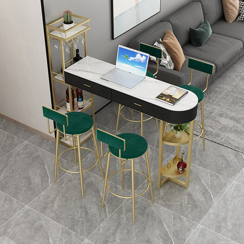 Contemporary Indoor Marble Cocktail Bar Table Storage Sled Bistro Bar Table