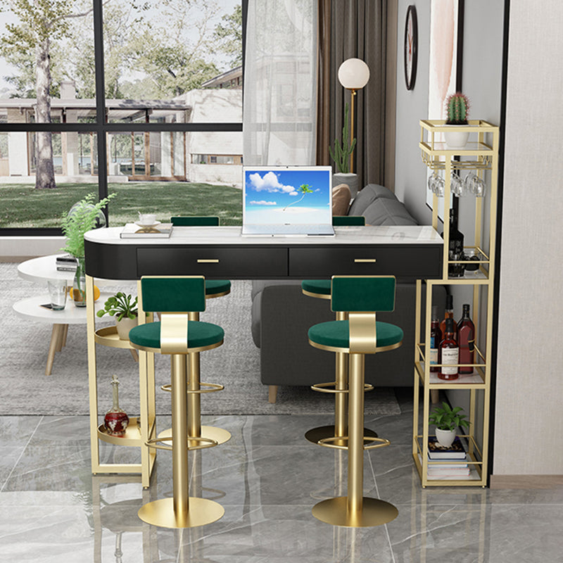 Contemporary Indoor Marble Cocktail Bar Table Storage Sled Bistro Bar Table