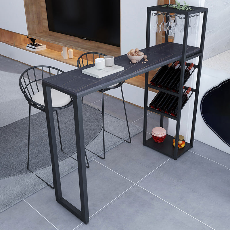 Modern Rectangle Bistro Bar Height Cocktail Table Marble Sled Indoor Bar Table