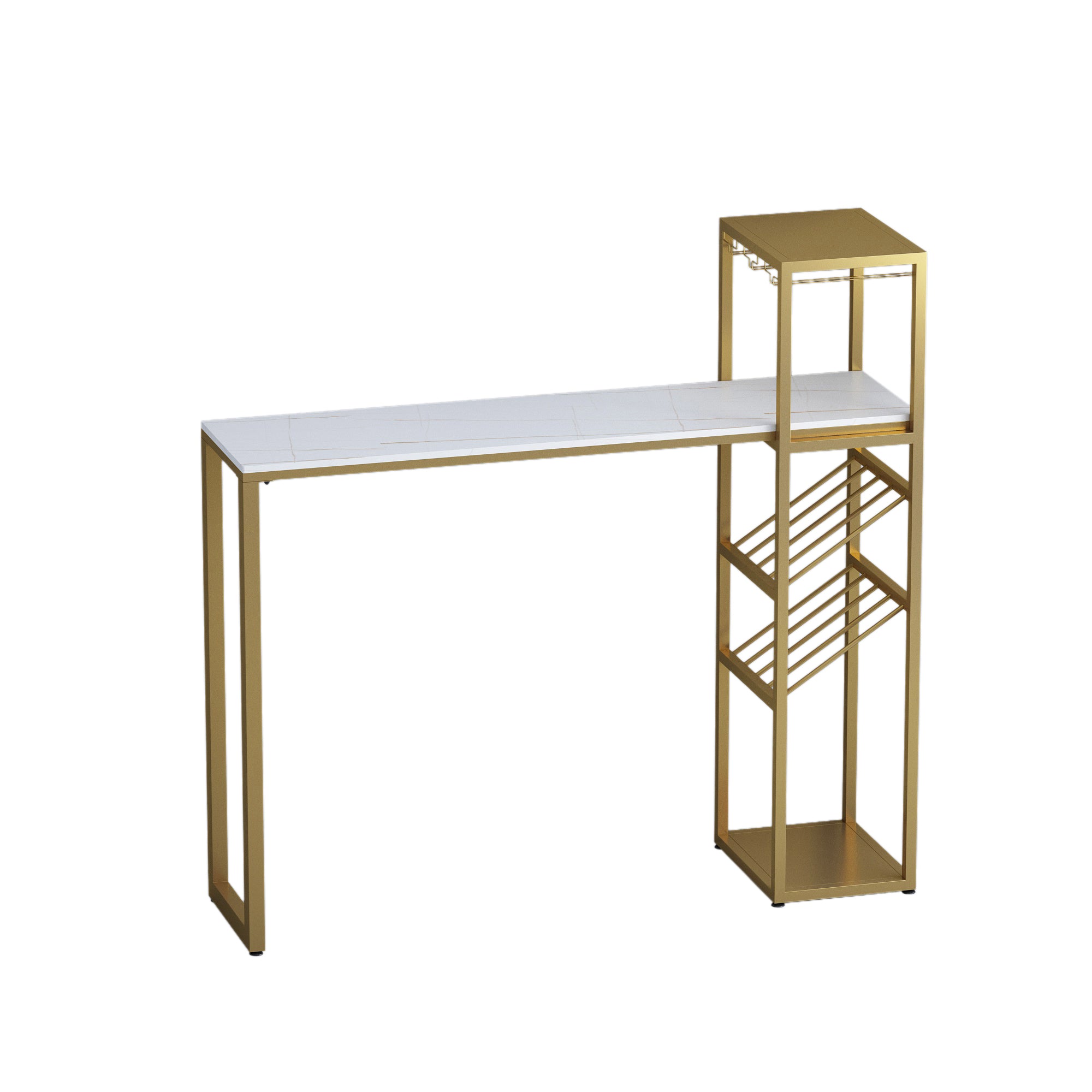 Modern Rectangle Bistro Bar Height Cocktail Table Marble Sled Indoor Bar Table