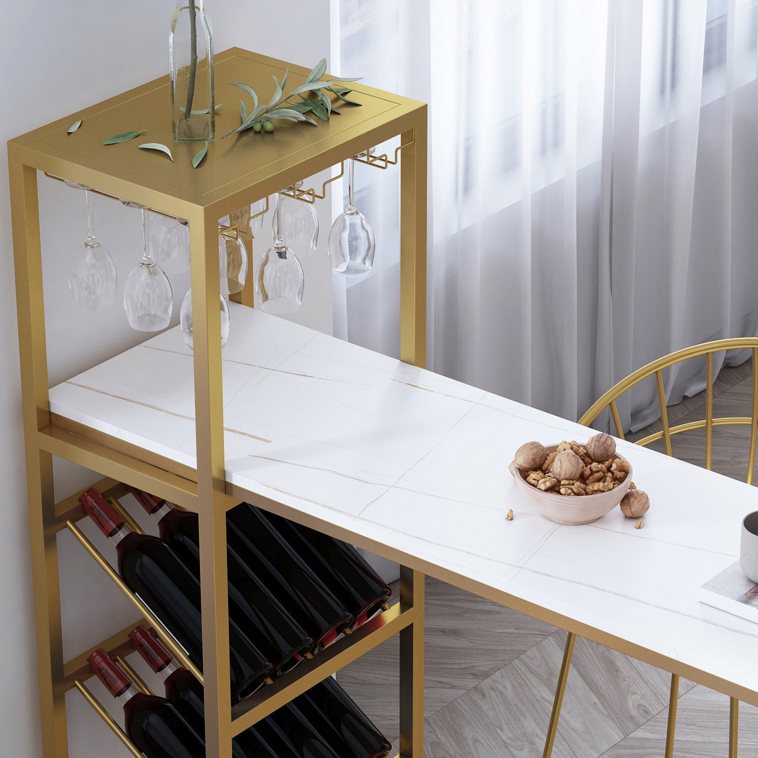 Modern Rectangle Bistro Bar Height Cocktail Table Marble Sled Indoor Bar Table