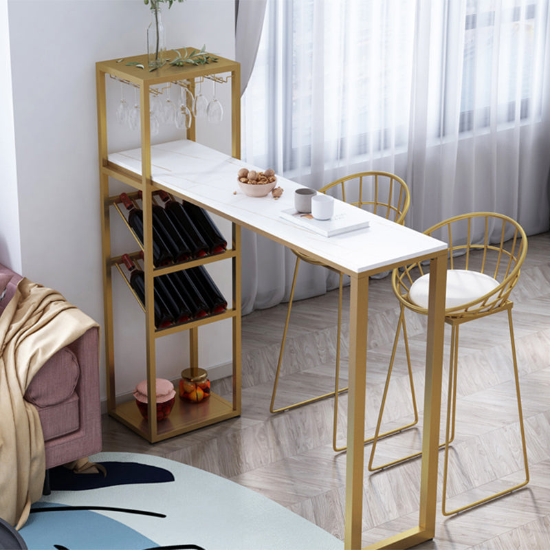 Modern Rectangle Bistro Bar Height Cocktail Table Marble Sled Indoor Bar Table