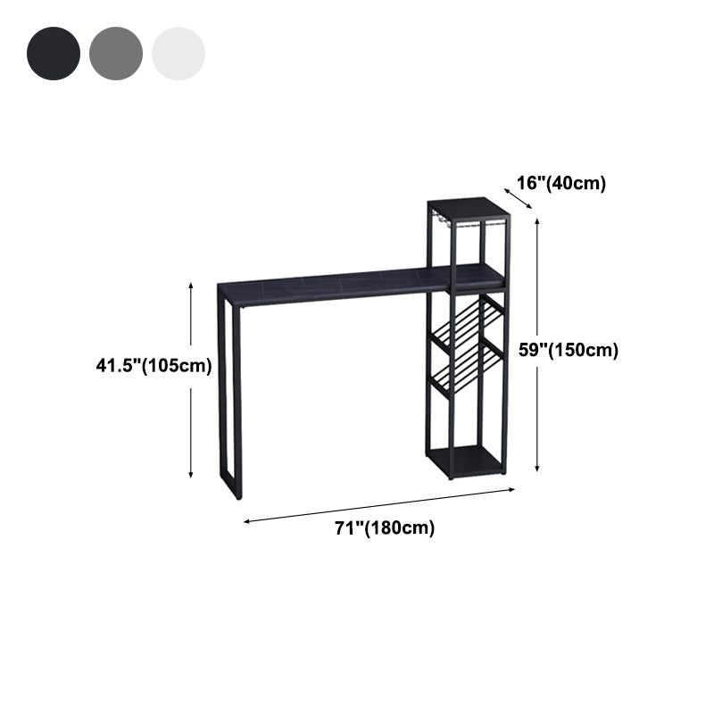 Modern Rectangle Bistro Bar Height Cocktail Table Marble Sled Indoor Bar Table