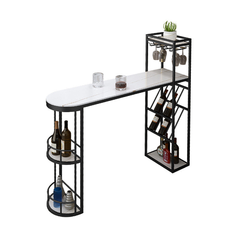 Sled Marble Pub Height Dining Table Modern Storage Counter Height Dining Table