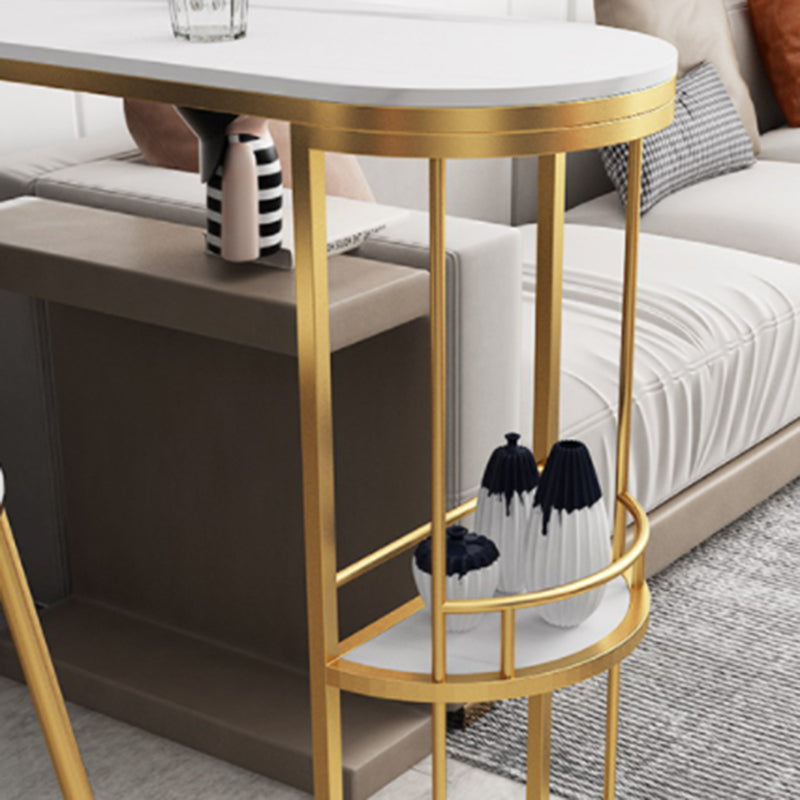 Sled Marble Pub Height Dining Table Modern Storage Counter Height Dining Table