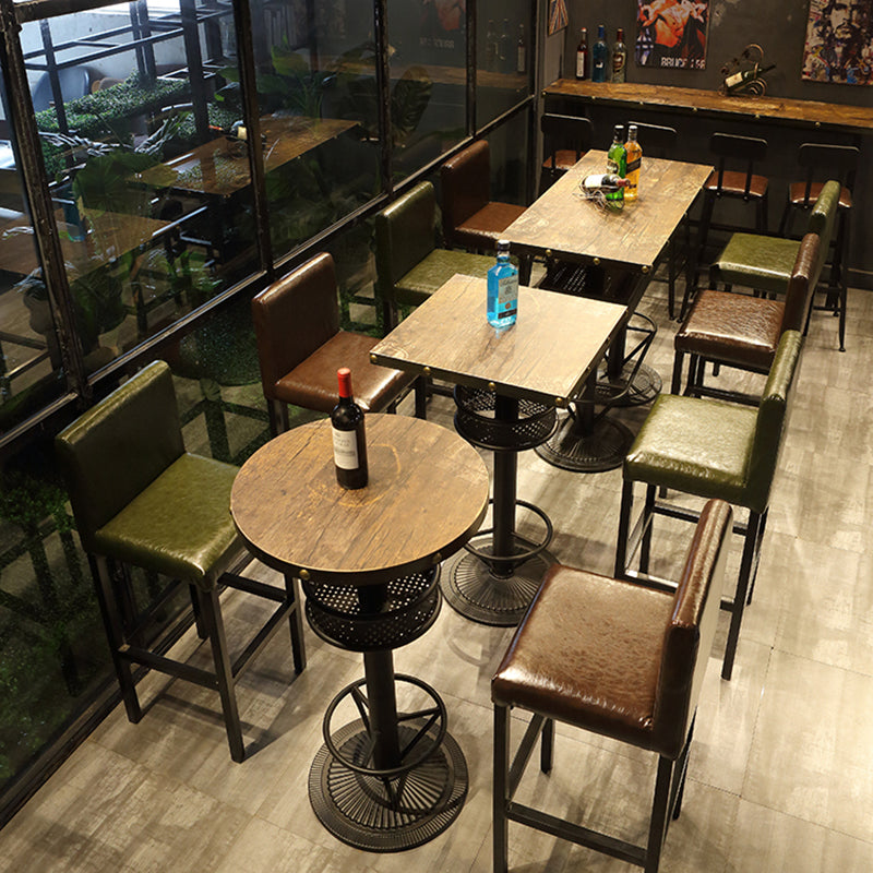 Modern Wood Storage Counter Height Table Brown Bistro Accent Dining Table