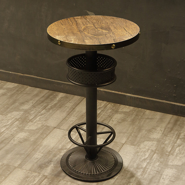 Modern Wood Storage Counter Height Table Brown Bistro Accent Dining Table