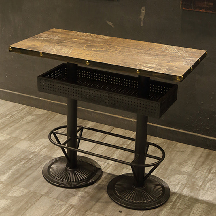 Modern Wood Storage Counter Height Table Brown Bistro Accent Dining Table