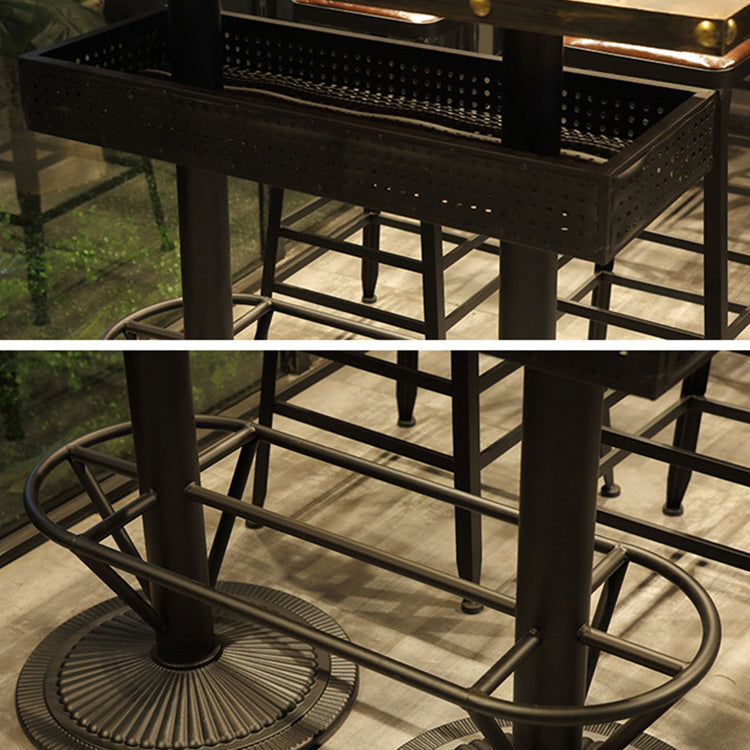 Modern Wood Storage Counter Height Table Brown Bistro Accent Dining Table