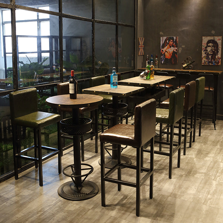 Modern Wood Storage Counter Height Table Brown Bistro Accent Dining Table