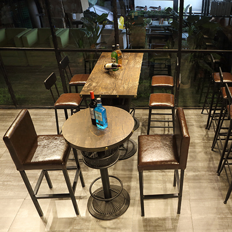 Modern Wood Storage Counter Height Table Brown Bistro Accent Dining Table