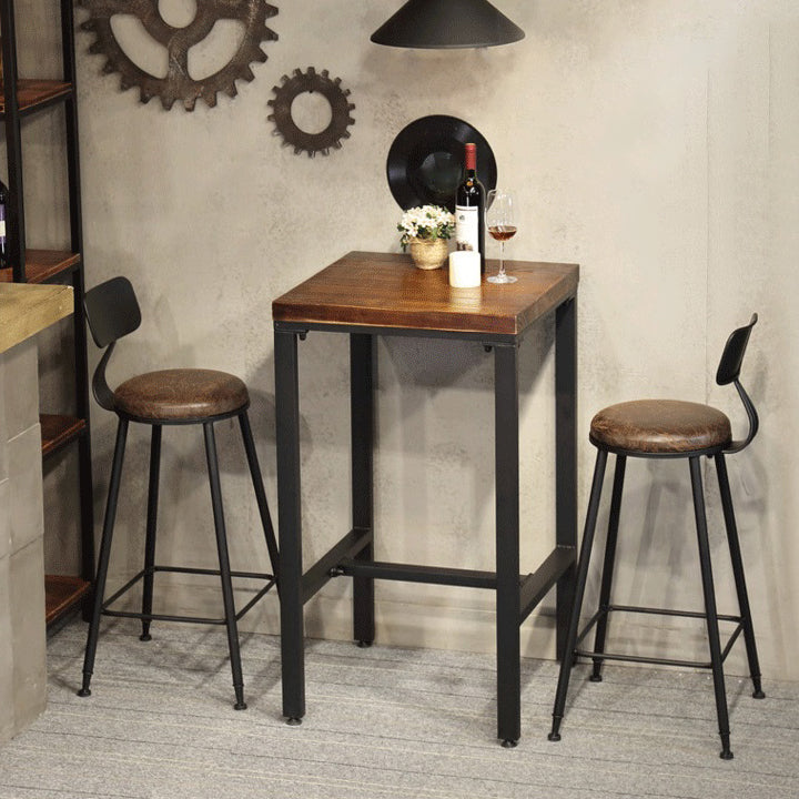 Modern Cafe Bar Height Cocktail Table Square Wood Counter Height Dining Table
