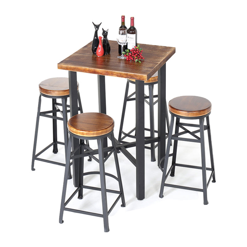 Modern Cafe Bar Height Cocktail Table Square Wood Counter Height Dining Table