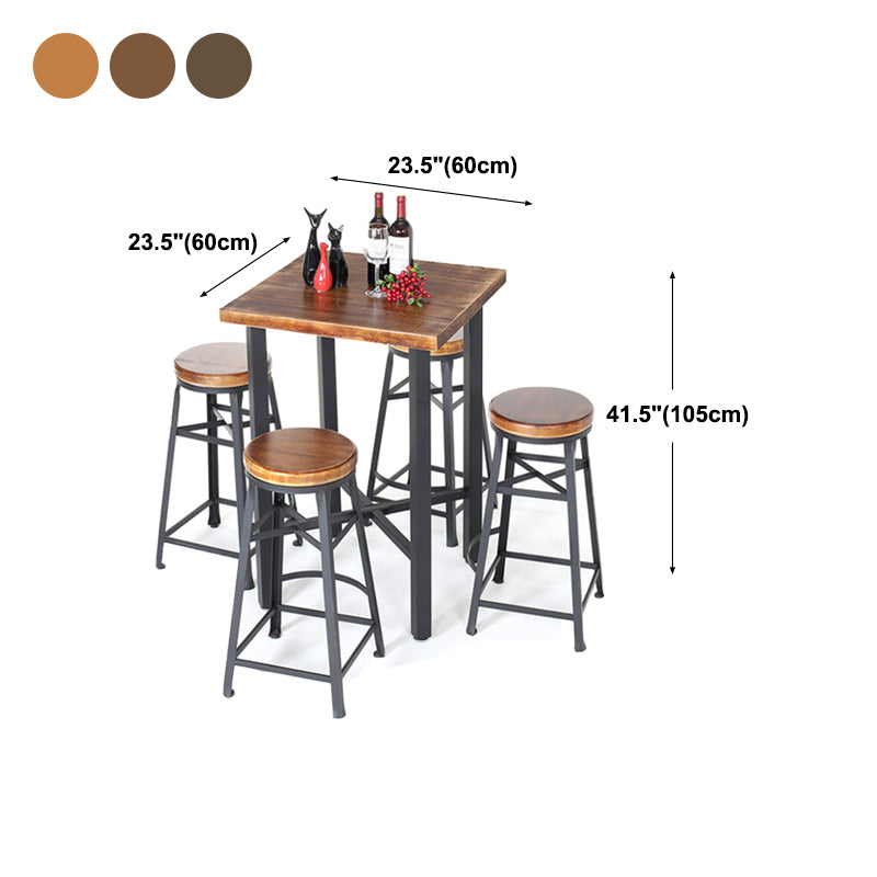 Modern Cafe Bar Height Cocktail Table Square Wood Counter Height Dining Table