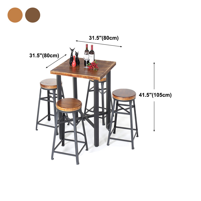 Modern Cafe Bar Height Cocktail Table Square Wood Counter Height Dining Table
