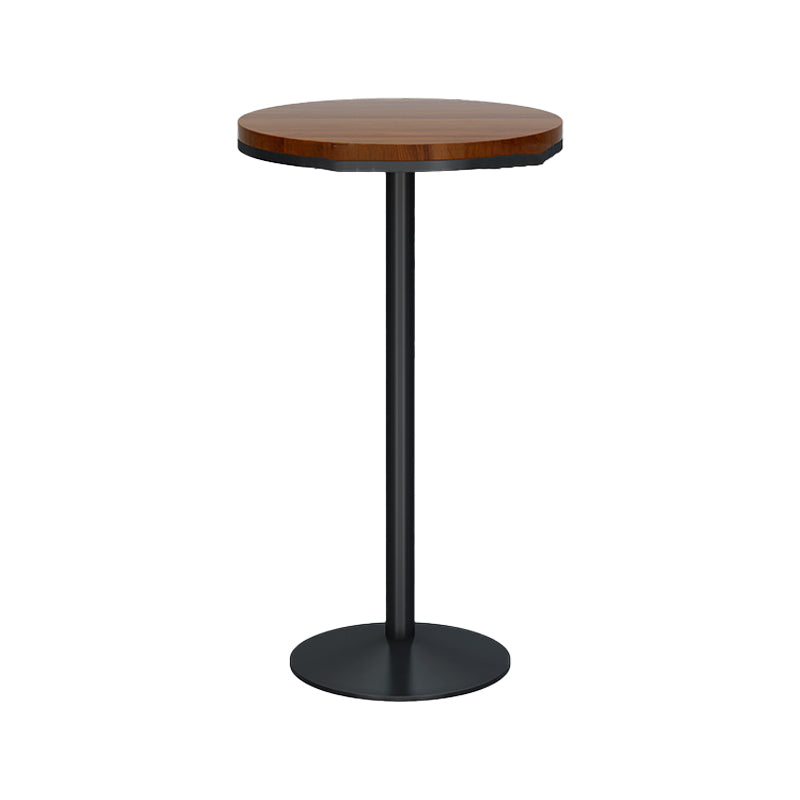 Modern Round Bar Dining Table Indoor Wood Top Bar Height Pub Table Iron Base